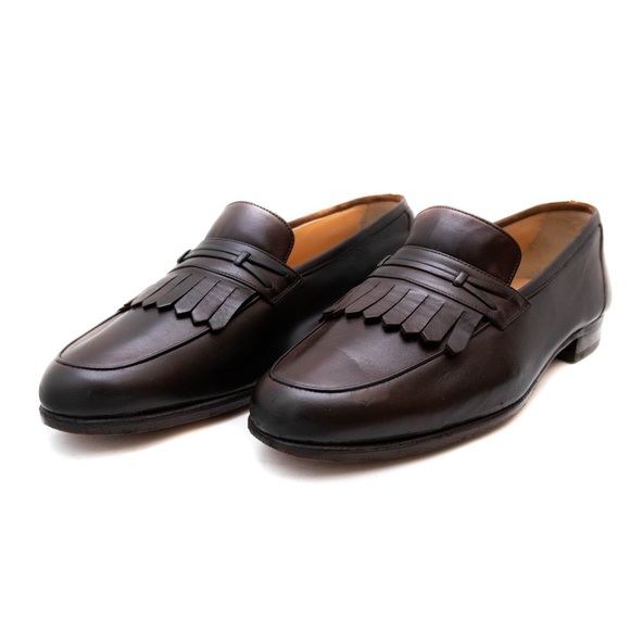 Salvatore Ferragamo Studio Brown Calf Loafers Kiltie Tassels Mens US 9.5EE - Picture 1 of 10